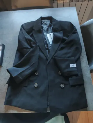 Americana negra doble abotonadura