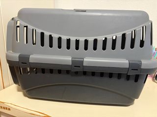 Transportín para mascotas gris 45x30x25 cm