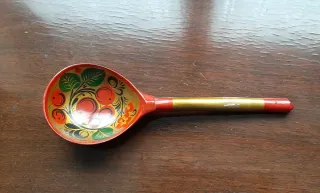 Cucchiaio etnico e 2 vasetti decorativi