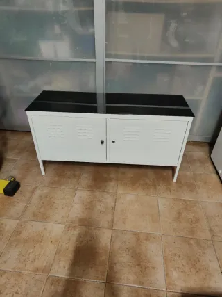 Mueble Ikea Metal Cristal Negro Blanco