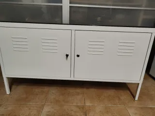 Mueble Ikea Metal Cristal Negro Blanco