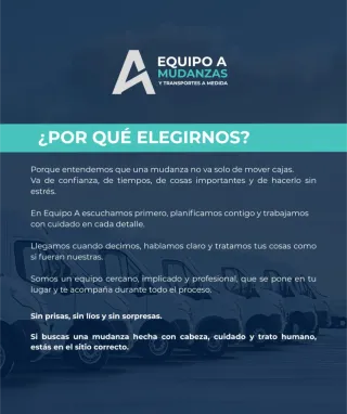 EQUIPO A | Mudanzas y Transportes a Medida