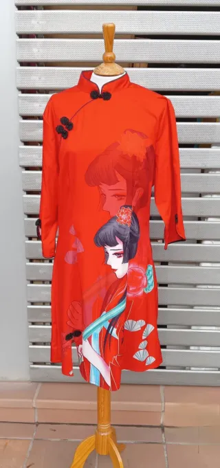 Vestido estilo kimono con dibujo japonés