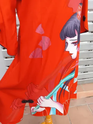 Vestido estilo kimono con dibujo japonés