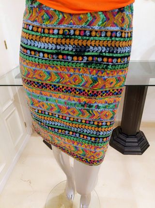 Vestido fiesta cóctel naranja bordado