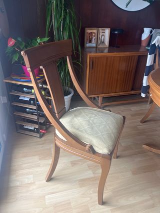 Juego 4 Sillas Madera Clásicas Tapizadas