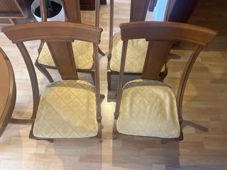 Juego 4 Sillas Madera Clásicas Tapizadas