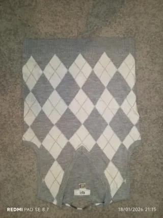 Chaleco de punto rombos gris y blanco