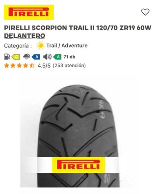NEUMÁTICO SUELTO NUEVO 120 70 19 PIRELLI