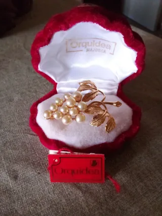 Broche Orquídea Mallorca Perlas y Plata