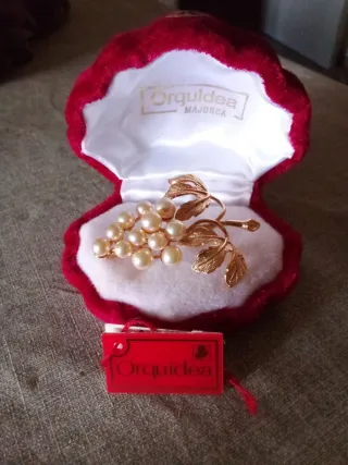 Broche Orquídea Mallorca Perlas y Plata