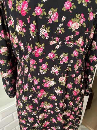 Vestido vintage flores negro y rosa