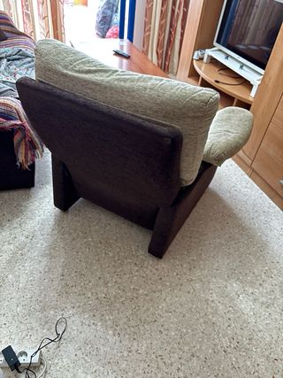Sillón individual reclinable beige y marrón