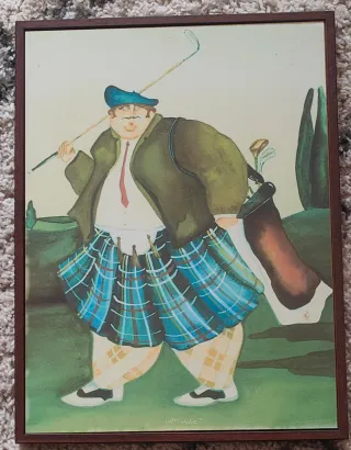 Set 4 Cuadros Golfistas Escoceses