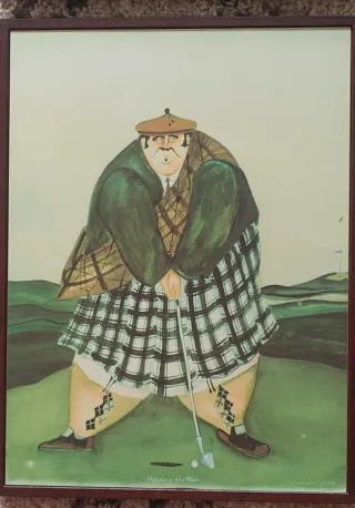 Set 4 Cuadros Golfistas Escoceses