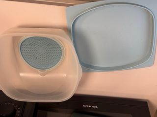 Quesera Tupperware Transparente y Azul