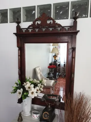 Espejo antiguo madera y cristal