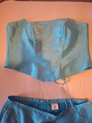 Traje de fiesta 2 piezas azul