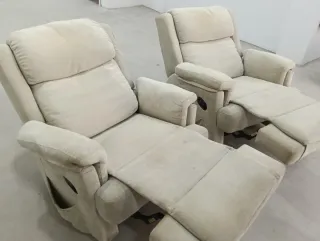 2 Poltrone Relax a Leva in Tessuto Beige