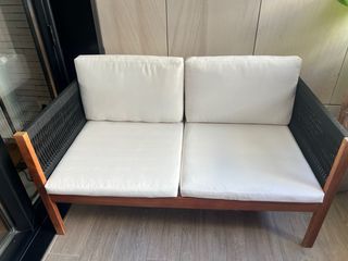 Banco exterior madera y tela