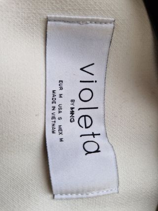 Chaqueta Blanca Violeta Cremallera Bolsillos