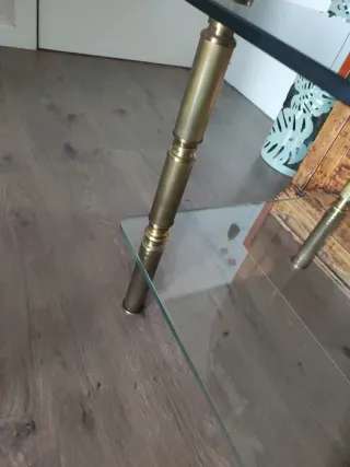 Mesita auxiliar vintage cristal y metal