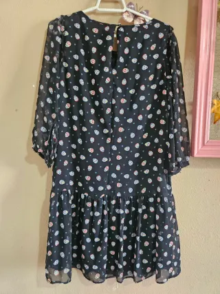 Vestido negro calaveras multicolor