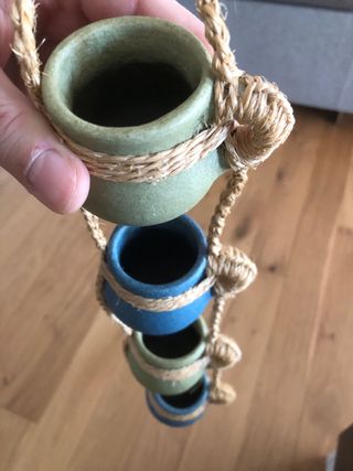 Set 4 minivasi sospesi corda juta