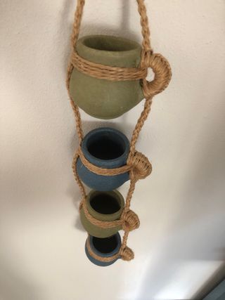 Set 4 minivasi sospesi corda juta