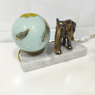 Lámpara sobremesa Art Nouveau bronce y cristal