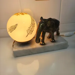 Lámpara sobremesa Art Nouveau bronce y cristal