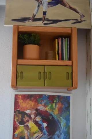 Habitación juvenil madera pino maciza. Verde