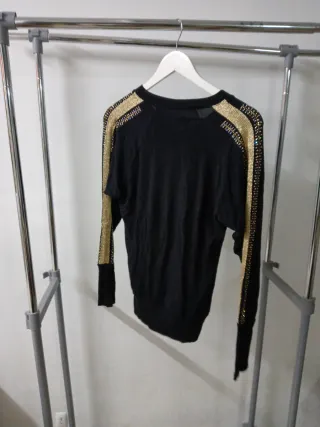 Blusa Negra Taques Pedrería Talla M