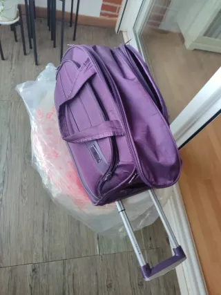 Maleta Morada con Ruedas y Múltiples Bolsillos