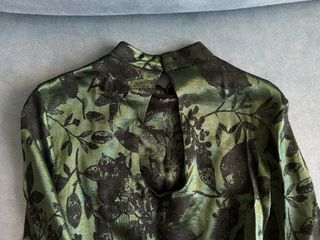 Vestido Zara verde cuello qipao estampado