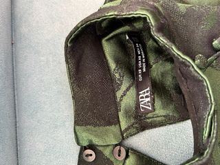 Vestido Zara verde cuello qipao estampado