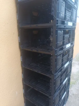 Cajas Plástico Apilables Plegables Negras