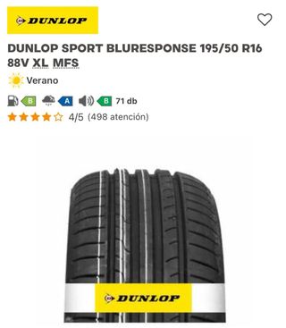 NEUMÁTICO SUELTO NUEVO 195 50 16 DUNLOP