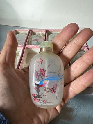 8 Bottiglie Profumo Miniatura Uccelli Cina Vintage