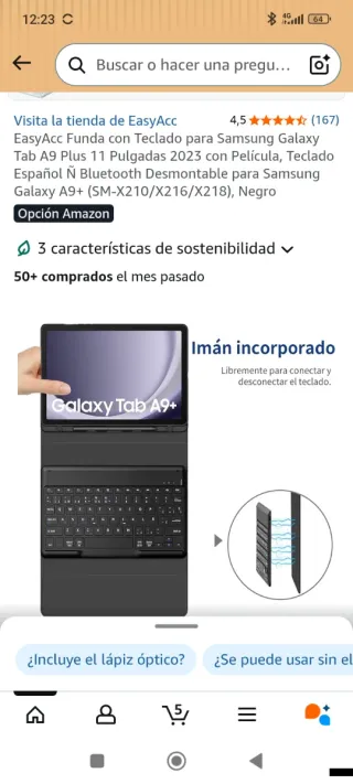 Funda y Teclado EasyAcc Samsung Galaxy Tab A9+