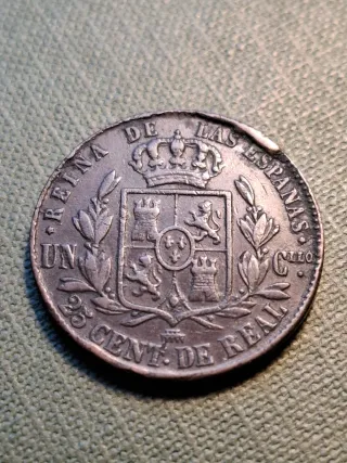 Moneda 25 céntimos real 1862