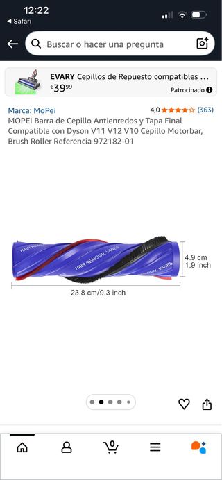 Cepillo Rodillo Motorbar aspiradora