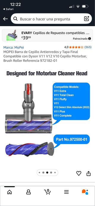 Cepillo Rodillo Motorbar aspiradora