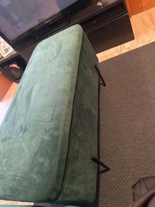 Banqueta baúl verde de terciopelo
