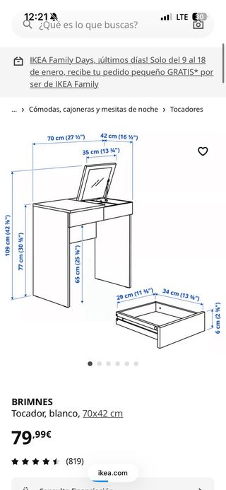 Tocador negro y gris con tapa abatible