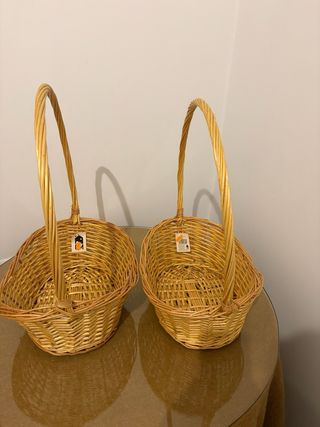 Juego de 2 cestas de mimbre con asa