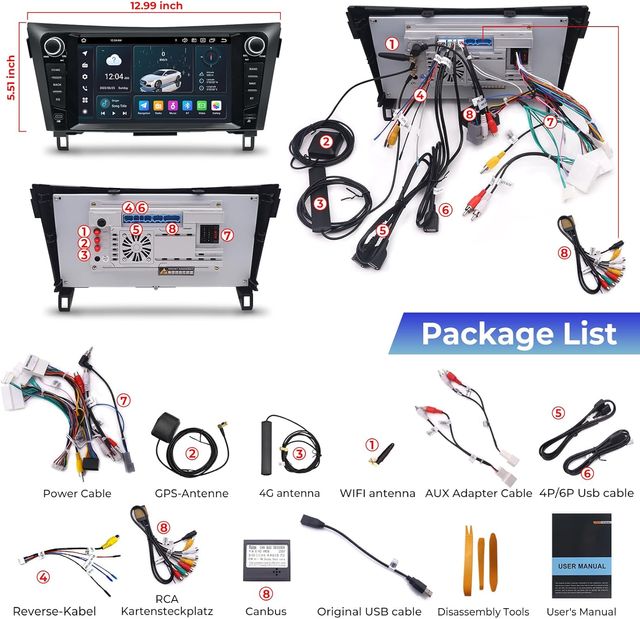 NUEVO Radio Nissan Qashqai Rogue X-Trail 8 Núcleos