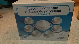 Juego Consomé Porcelana Karolina 14 Piezas.