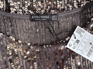 Blusa lentejuelas Stradivarius negra/bronce L