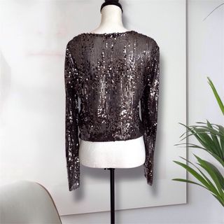 Blusa lentejuelas Stradivarius negra/bronce L